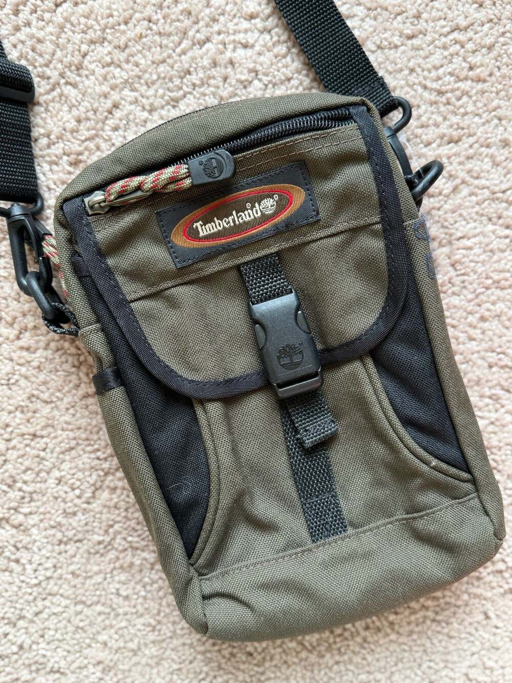 Vintage Timberland Twin Mountain Olive Canvas Mini Crossbody Bag